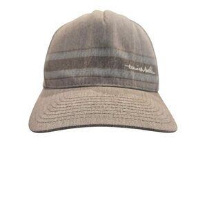 Travis Mathew Flexfit 110 Heather Gray Blue stripes Mesh Snapback Hat Adjustable